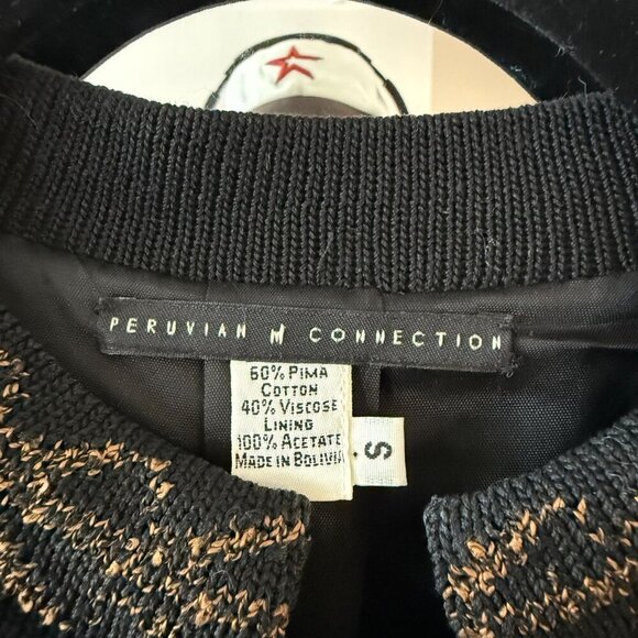 Women’s “Peruvian Connection” SZ Small Br/Bl knit jacket Pima cotton - Picture 4 of 5
